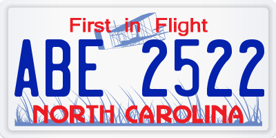 NC license plate ABE2522