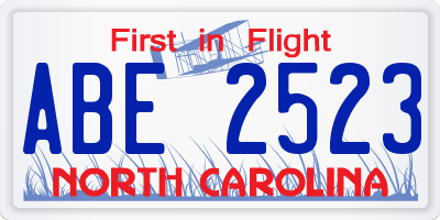 NC license plate ABE2523