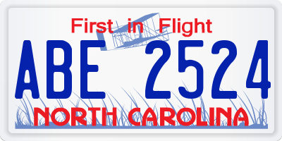 NC license plate ABE2524