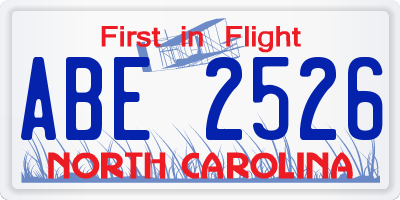 NC license plate ABE2526