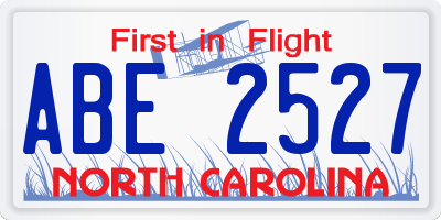 NC license plate ABE2527