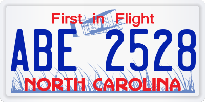 NC license plate ABE2528