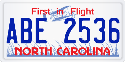 NC license plate ABE2536