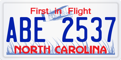 NC license plate ABE2537
