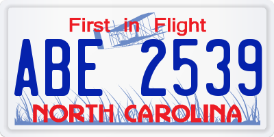NC license plate ABE2539
