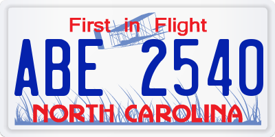 NC license plate ABE2540