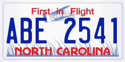 NC license plate ABE2541