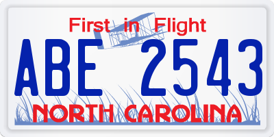 NC license plate ABE2543