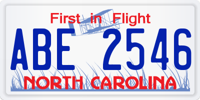 NC license plate ABE2546
