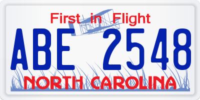 NC license plate ABE2548