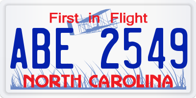 NC license plate ABE2549