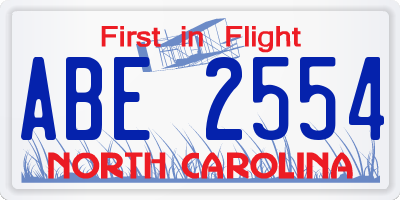 NC license plate ABE2554