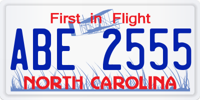NC license plate ABE2555