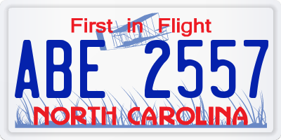 NC license plate ABE2557