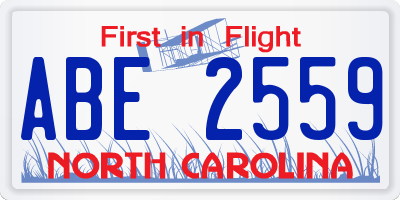 NC license plate ABE2559