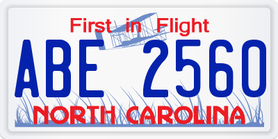 NC license plate ABE2560