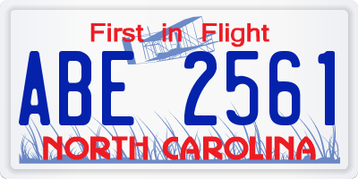 NC license plate ABE2561