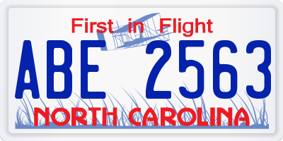 NC license plate ABE2563