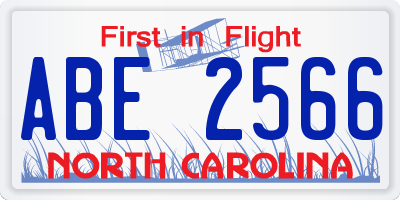 NC license plate ABE2566