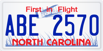 NC license plate ABE2570