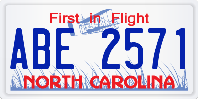 NC license plate ABE2571