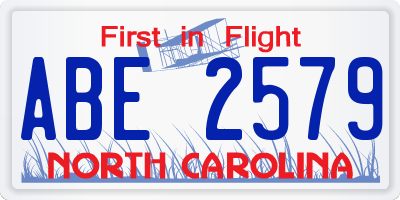 NC license plate ABE2579