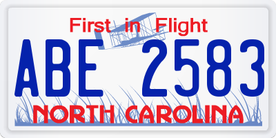 NC license plate ABE2583