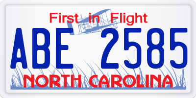 NC license plate ABE2585