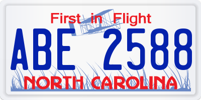 NC license plate ABE2588
