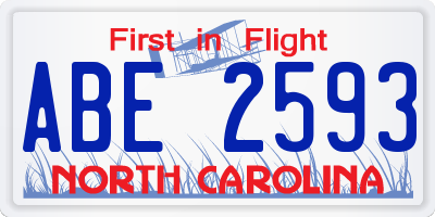 NC license plate ABE2593