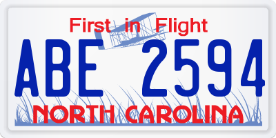 NC license plate ABE2594