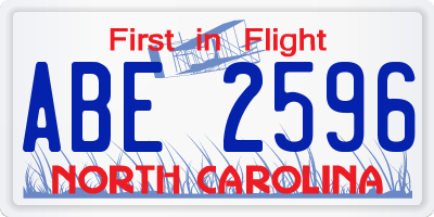 NC license plate ABE2596
