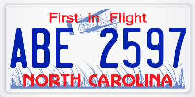 NC license plate ABE2597