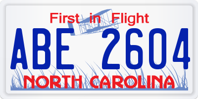 NC license plate ABE2604