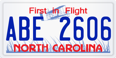 NC license plate ABE2606