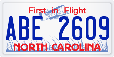 NC license plate ABE2609