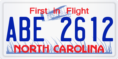 NC license plate ABE2612