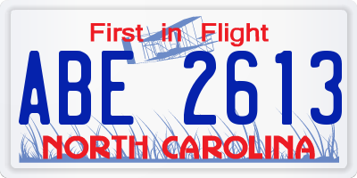 NC license plate ABE2613