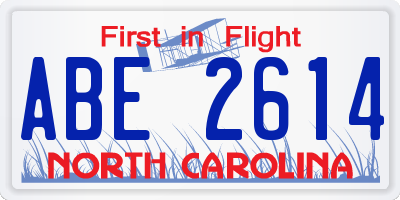 NC license plate ABE2614