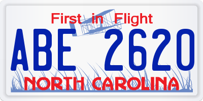 NC license plate ABE2620
