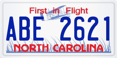 NC license plate ABE2621