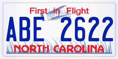 NC license plate ABE2622