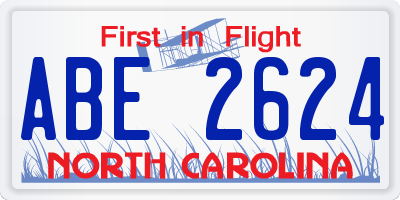 NC license plate ABE2624