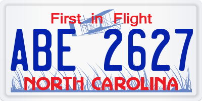 NC license plate ABE2627