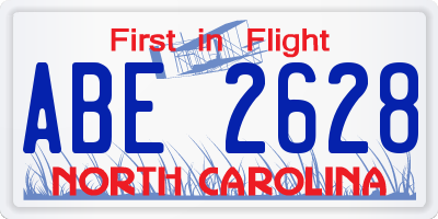 NC license plate ABE2628