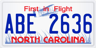 NC license plate ABE2636