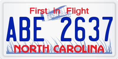 NC license plate ABE2637