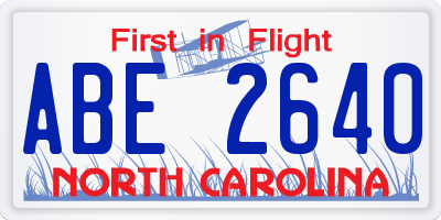 NC license plate ABE2640