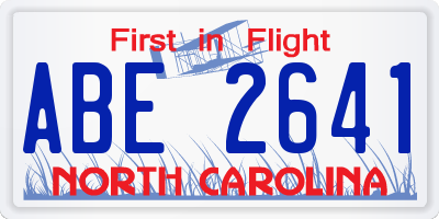 NC license plate ABE2641