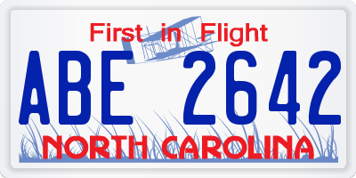 NC license plate ABE2642